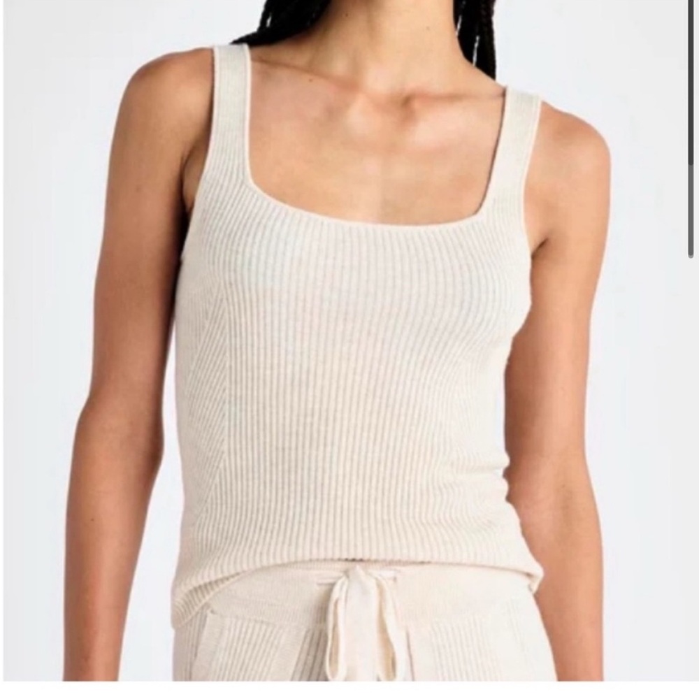 Splendid ivory square neck knit tank top